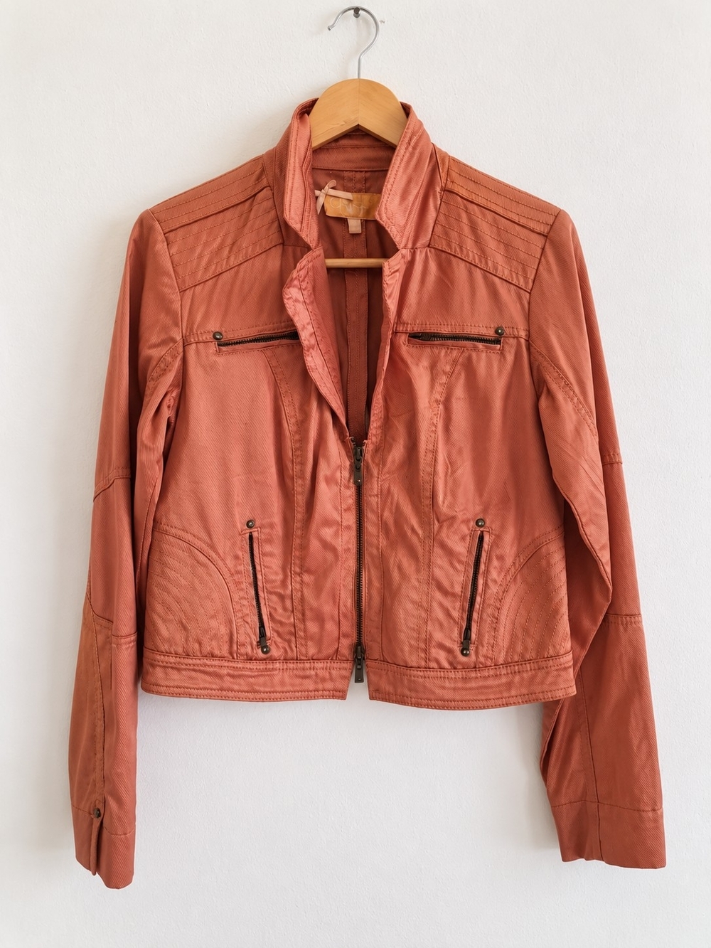 Crisca Rust Copper Moto Utility Jacket Women’s Medium US 8